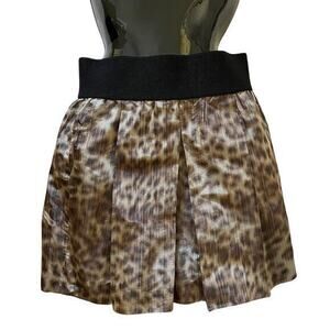 Veronica Beard Leopard Print Silk Pleated Mini Skirt